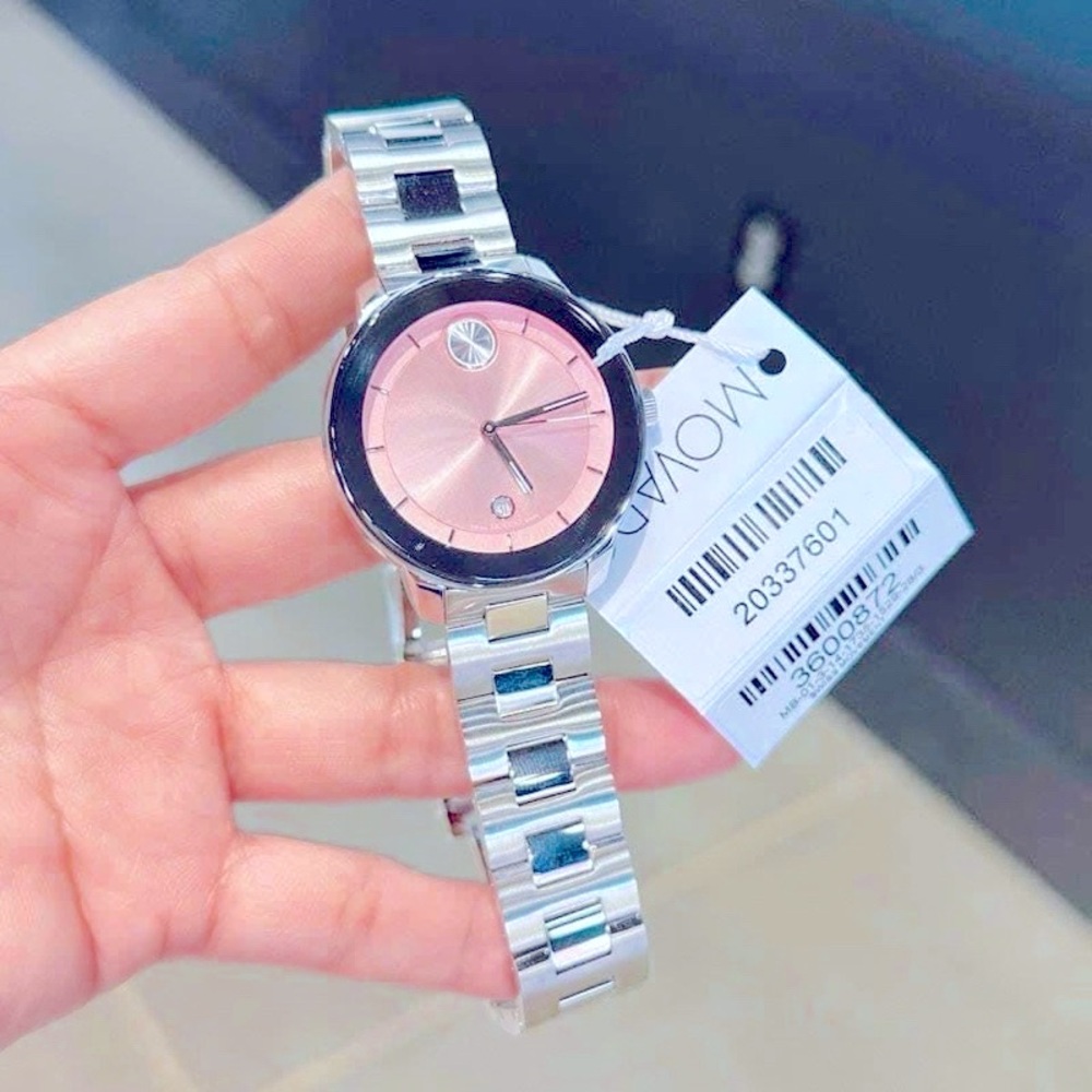 Movado bold pink quartz NEW watch. In box. Never used.